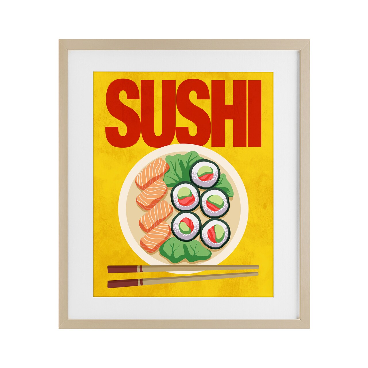 Stupell Industries Bright Sushi & Chopsticks Framed Print Under Glass, design by Marcus Prime